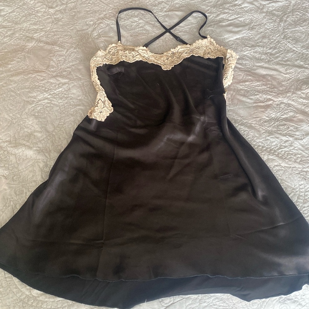 Verge Girl Black Mini Dress with Cream Lace